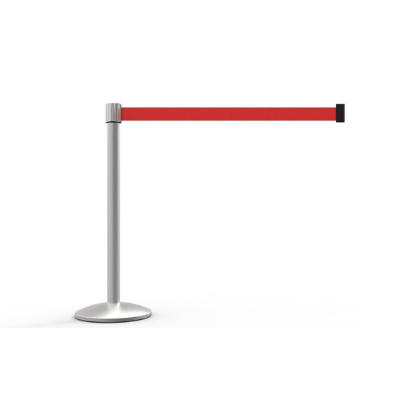 Banner Stakes QLine Retractable Belt Barrier, Matte Post, Blank Red Belt AL6107M